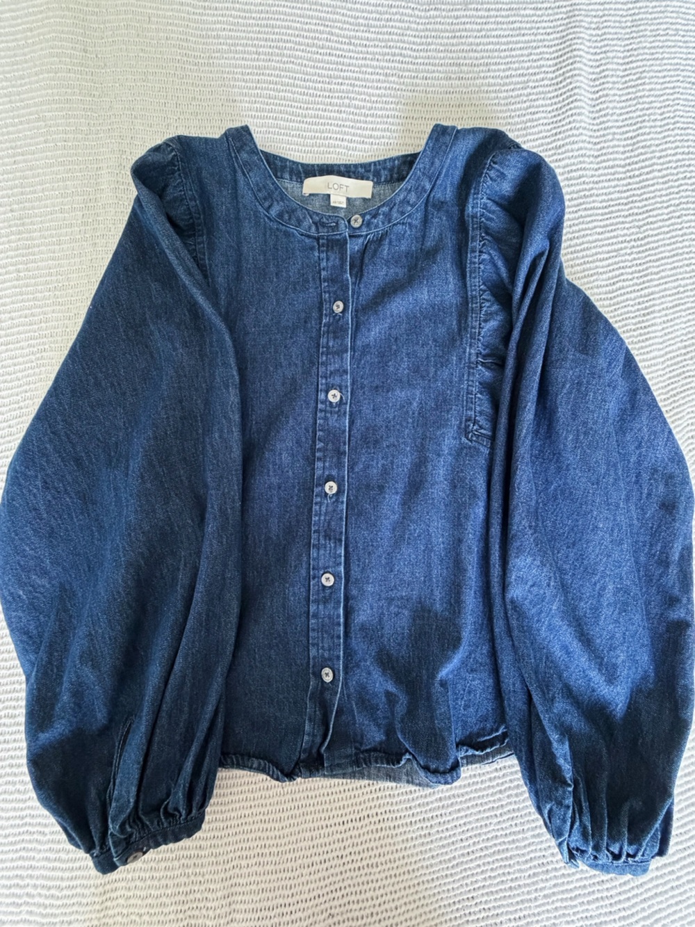 LOFT Dark Blue Denim Button-Front Shirt
